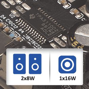 Image showing 2x8W and 1x16W speaker configurations