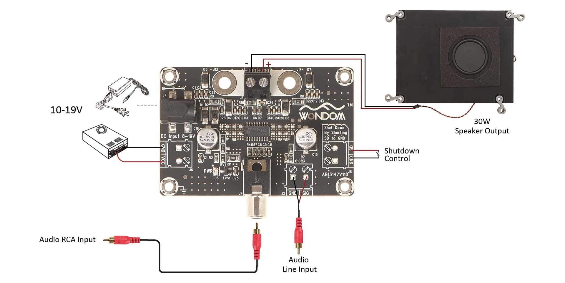 AA-AB31471 WONDOM TPA3110 1 x 30Watt Class D Audio Amplifier Board