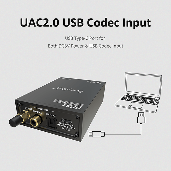 AA-AB41159 WONDOM BEA1 QCC5171 Bluetooth v5.3/USB Decoder w Optical ...