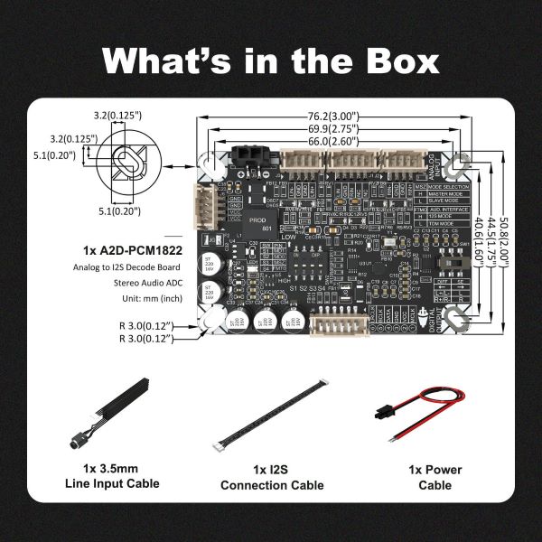 AA-AB41164 A2D-PCM1822 Analog to I2S Decode Board Stereo Audio ADC