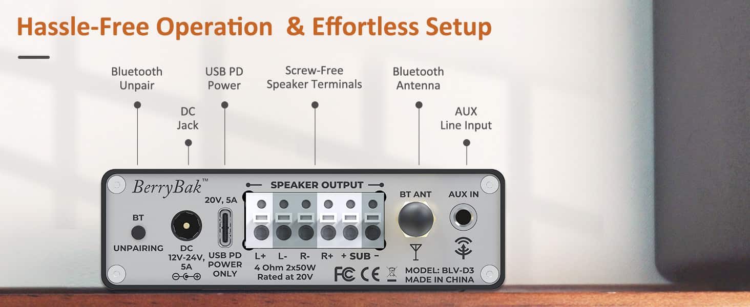 AA-AS32991 BLV-D3 2.1CH 2x50W+1x100W TPA3116 Bluetooth Amplifier