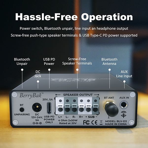 AA-AS32991 BLV-D3 2.1CH 2x50W+1x100W TPA3116 Bluetooth Amplifier