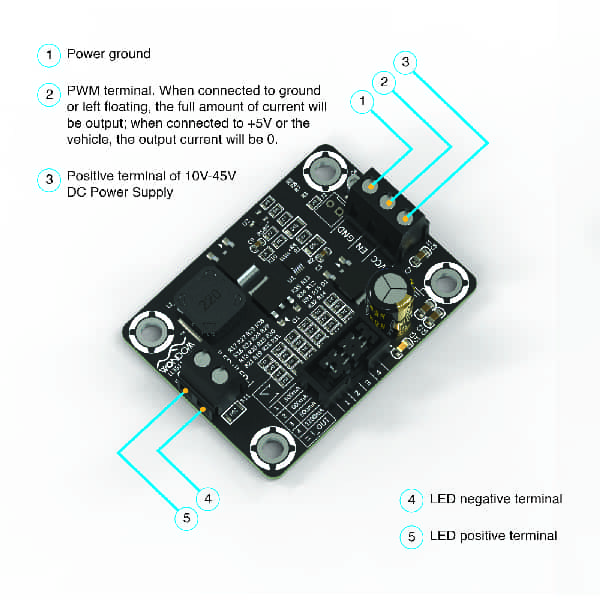 LE-LL51113 0.3A-3A 1-100W High-Power Buck LED Driver (PWM, 10V-45V)