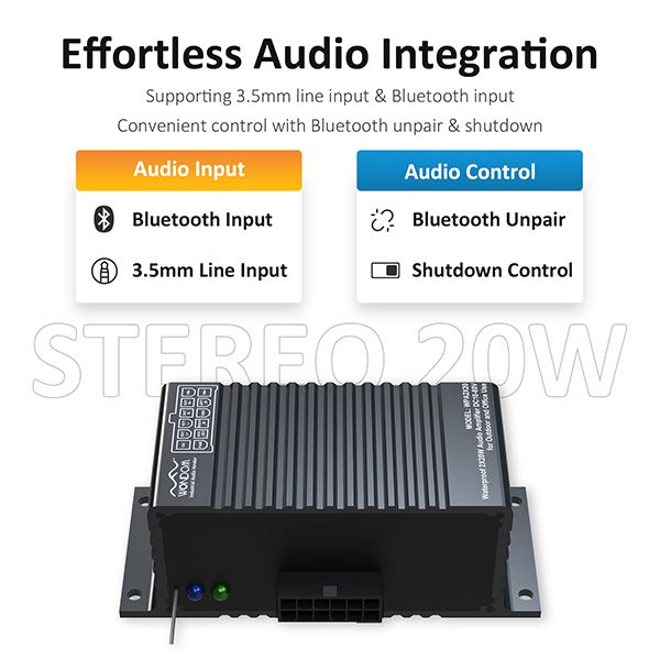 AA-AS32992 WPA2X20 Stereo 20W DC10-80V IP67 Waterproof Amplifier