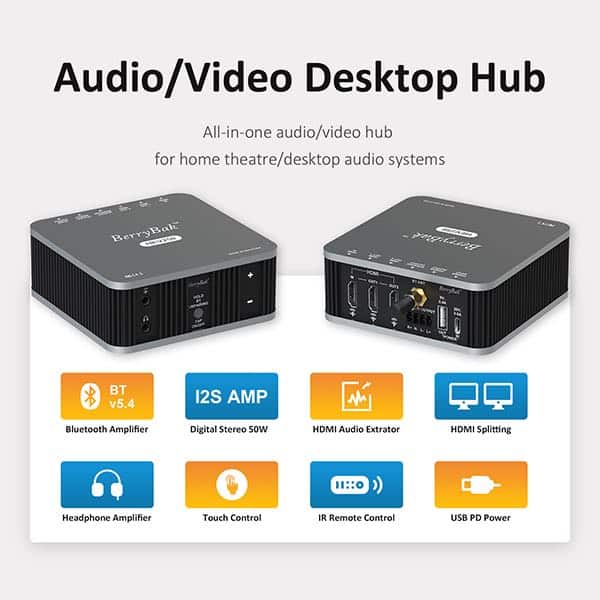 AA-AS32983 HEV250 2x50W QCC3095 Bluetooth 5.4 I2S Amplifier HDMI