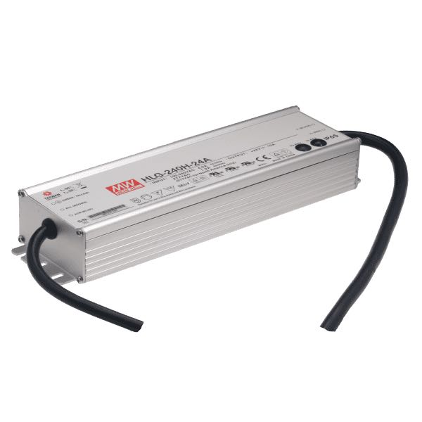 Mean Well HLG-240H-24A LED-Netzteil – Schaltnetzteil 24V, 0–10A, 240W, IP67 – Geeignet Für Feuchträume, Freie Konvektionskühlung, 9,6 X 2,7 X 1,5 Zoll 24V LED Treiber 240W